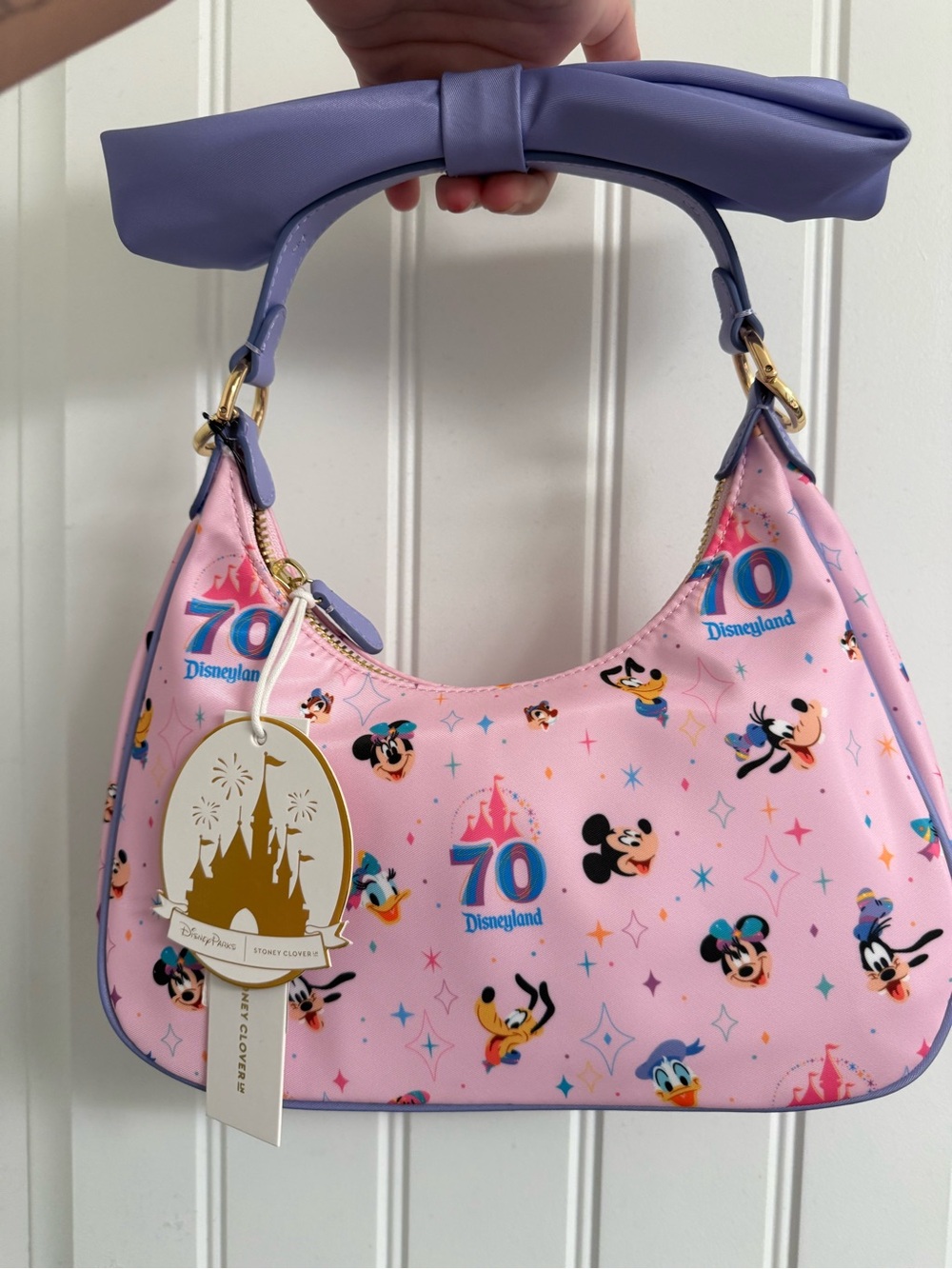 Disney Pink 70th Anniversary Character Purse with Crossbody strap